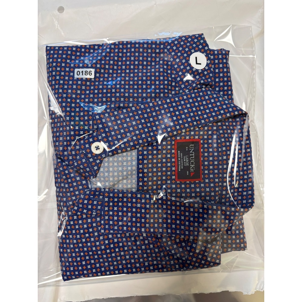 UNTUCKit Mens Slim Fit Blue Floral Long Sleeve Button Down Shirt Large 0186 - Picture 5 of 5